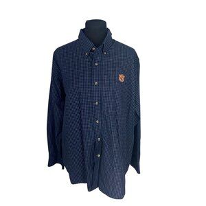 Antigua SEC Auburn Tigers War‎ Eagle Button Down Shirt Blue Patterned Large